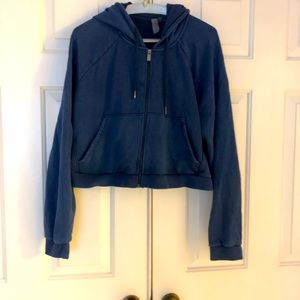 Sweaty Betty Cropped Jacket Vintage Blue Sweatshirt Hoodie